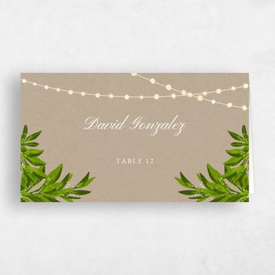 Natural, Brown Wedding Place Card - Marietta