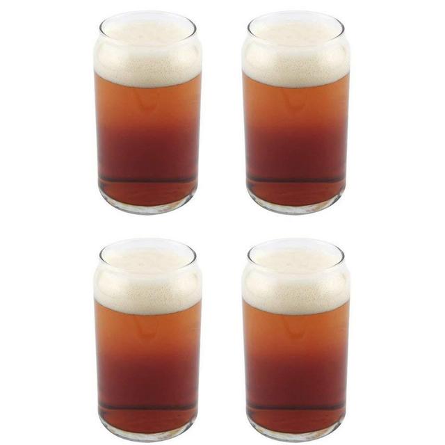 Libbey Can Shaped Beer Glass - 16 oz - 4 PACK w/Pourer