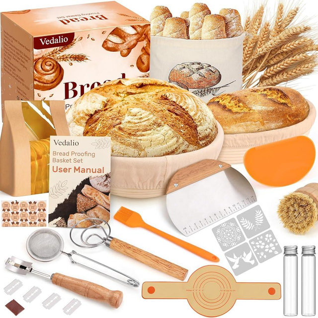 Sourdough Bread Baking Supplies, Bread Baking Supplies, Sourdough Starter Kit, Sourdough Kit, Bread Making Tools Kit, Bread Proofing Basket, Sourdough Proofing Basket, Gifts for Sourdough Bread Bakers