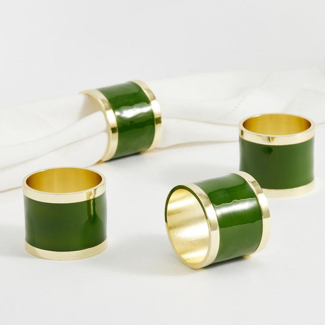 Enamel Band Napkin Rings, Set of 4 - Green