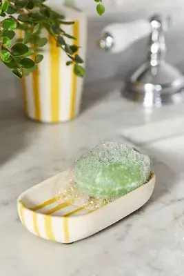 Striped Ceramic Soap Dish
