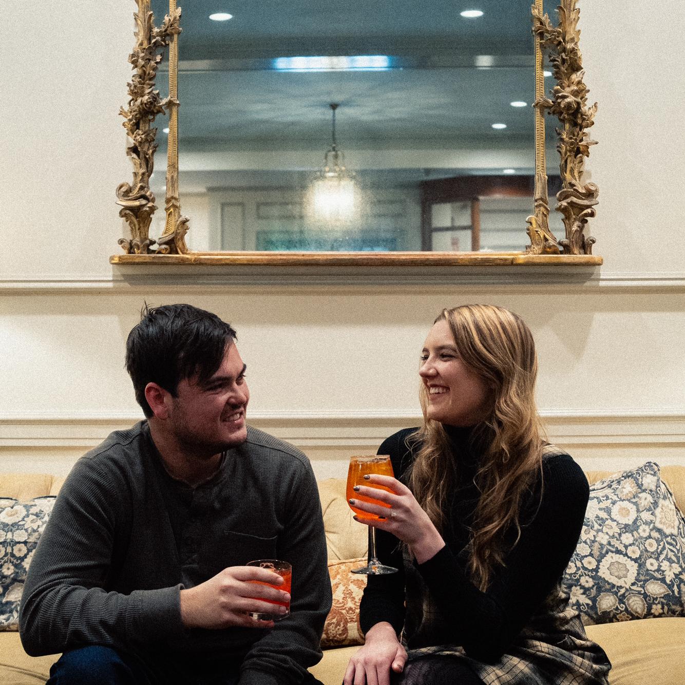 Enjoying some cocktails at the Haunted Hawthorne Hotel in Salem, MA!