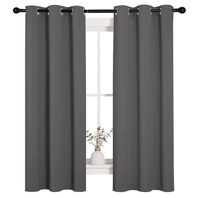 NICETOWN Grey Blackout Curtain Panels for Bedroom, Thermal Insulated Grommet Top Blackout Draperies and Drapes (2 Panels, W34 x L63 inches, Grey)