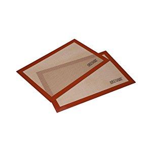 Artisan Silicone Baking Mat for Half-Size Cookie Sheet with Red Border, 16.5 x 11 inches, 2-Pack