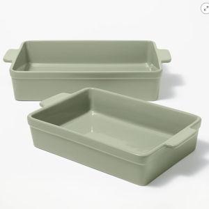 2pc Stoneware Rectangle Baking Dish Set Sage Green - Figmint™: Bakeware, Microwave & Oven Safe, Dishwasher Safe