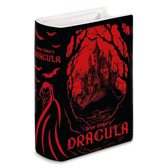 Steel Mill & Co Original Large Book-Shaped Decorative Vase, Ceramic Vases for Fall Home Decor, Cute Halloween Bookshelf Decor, Unique Vase for Book Lovers, Dracula