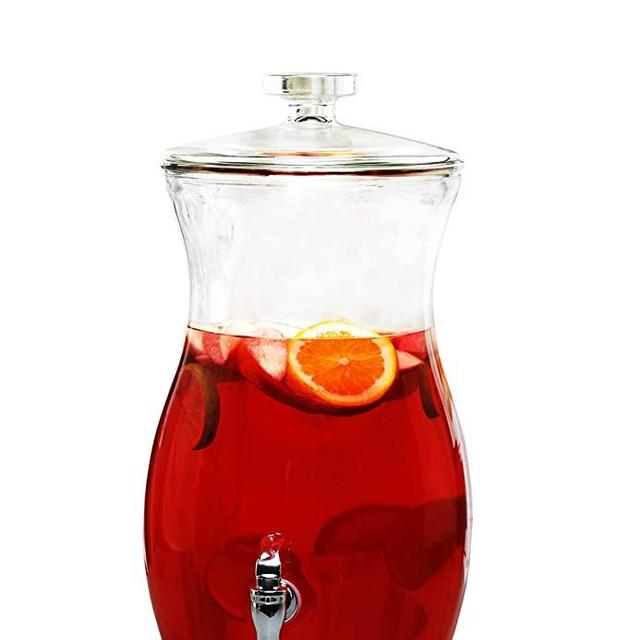 Style Setter Magnolia Grove Beverage Dispenser Cold Drink Dispenser w/ 2.7-Gallon Capacity Glass Jug, Leak Proof Acrylic Spigot Great for Parties, Weddings & More