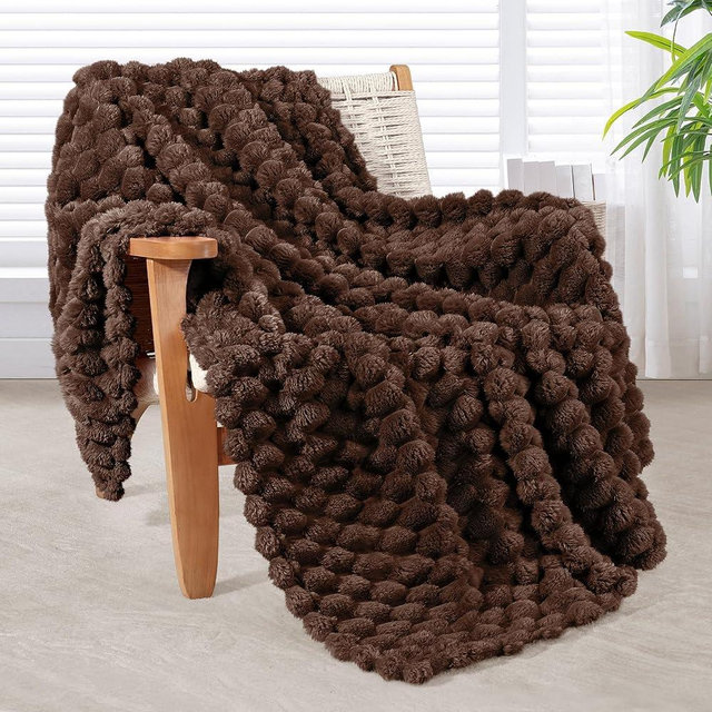 Whale Flotilla Throw Blanket for Couch with Jacquard Pattern, Fuzzy Soft Cozy Exquisite Blankets for All Season, Warm and Fluffy, 50x60 Inch, Coffee