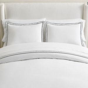 Double Embroidered Duvet Cover- King, White/Black