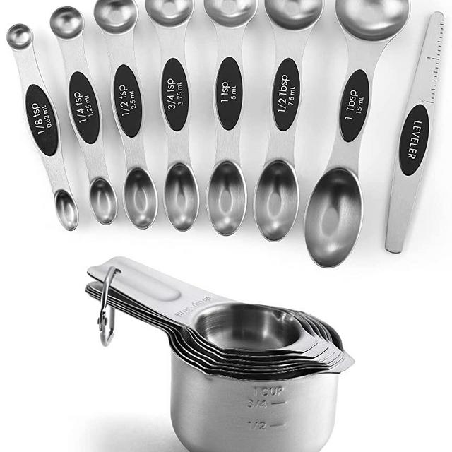 Spring Chef Stainless Steel Measuring Cups & Magnetic Measuring Spoons Set