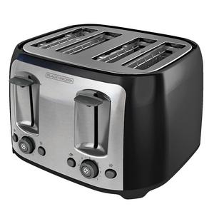 BLACK+DECKER 4-Slice Toaster, Classic Oval, Black with Stainless Steel Accents, TR1478BD
