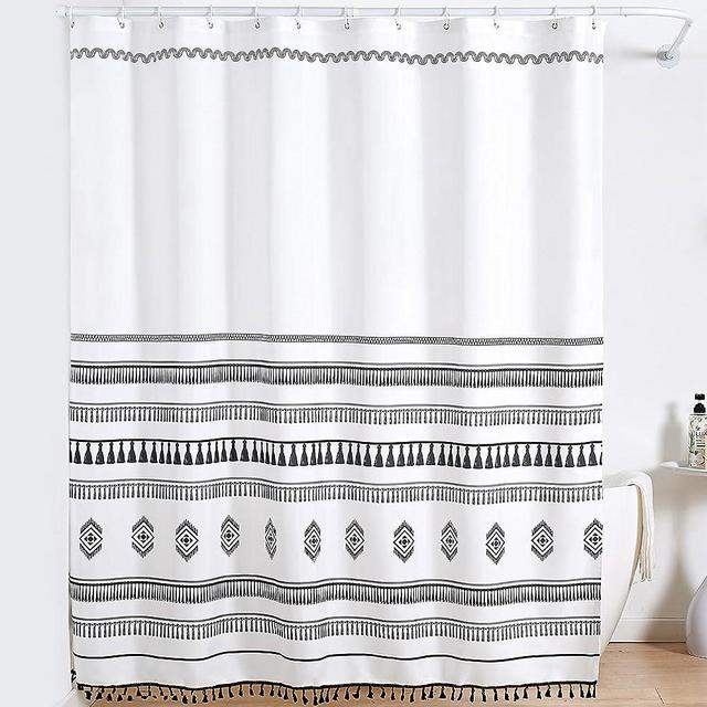 CZL Black and White Shower Curtain for Bathroom, Bohemian Striped Shower Curtain, Fabric Shower Curtain Heavy Duty and Waterproof for Modern Hotel Decor Waterproof for Bathroom,72" W x 72" H