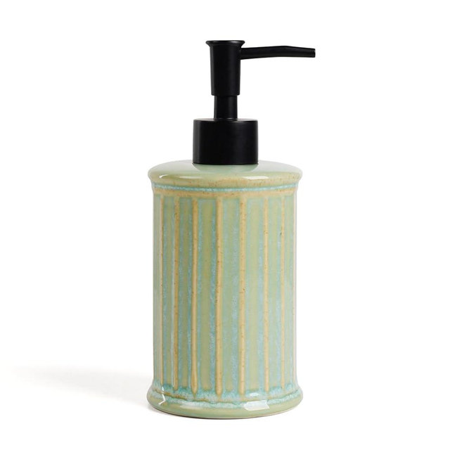 ANTIS'S HOME Soap Dispenser Liquid 11.84OZ | Ceramic Refillable Hand Dish Soap Dispenser for Kitchen Bathroom Light Green