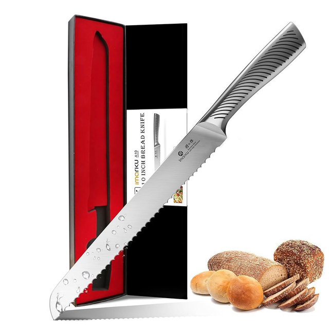 imarku Bread Knife 10 Inch: Japanese High Carbon Stainless Steel Professional Grade Serrated Bread Knife, Razor Sharp Edge Cake Knife for Homemade Bread/Bagels/Cake