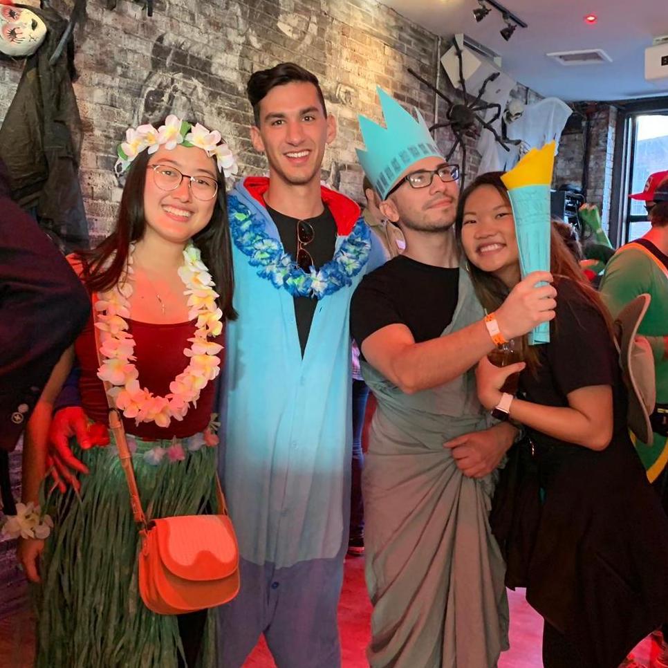 Dressing up for Halloween with our friends - Kat & Chris! Can you tell who we were dressed up as?