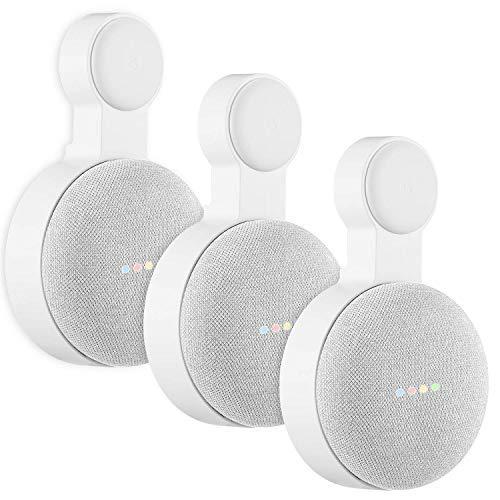 Outlet Wall Mount Holder for Google Home Mini (1st Gen), Invisible Outlet Socket Wall Mount for Google Home Mini Voice Assistant Speaker (White, 3 Pack)