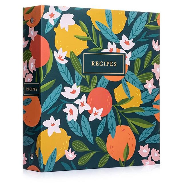 Jot & Mark Recipe Organizer 3 Ring Binder Set (Winter Orchard) | 50 Recipe Cards 4x6, Full Page Dividers and Plastic Page Protectors