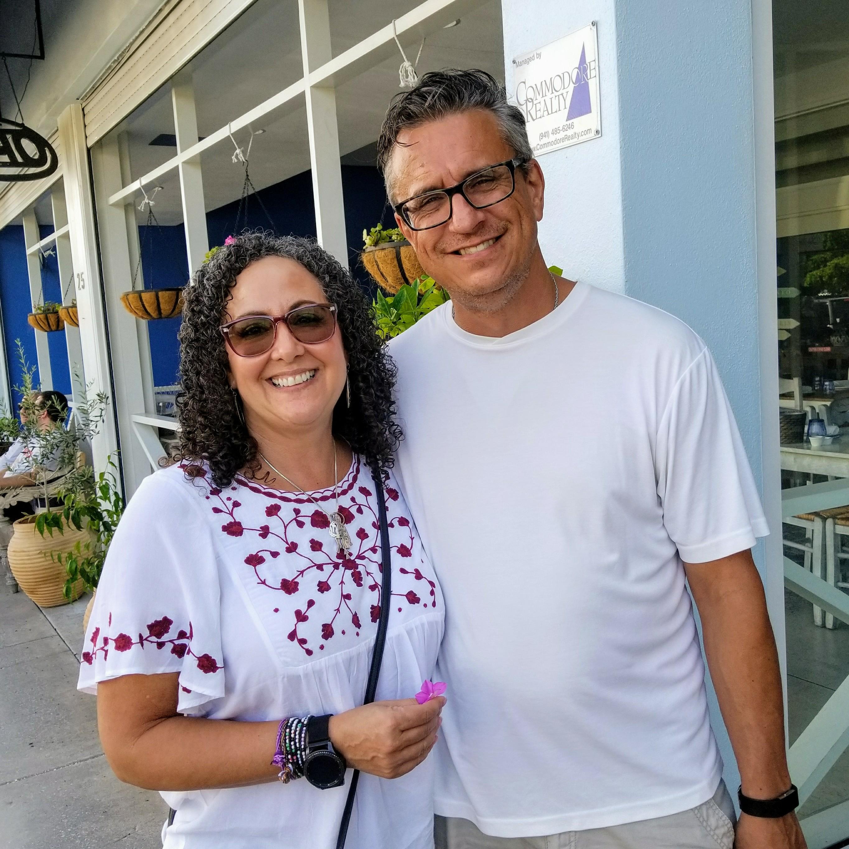 Shopping for Doug's wedding attire in Sarasota at Tommy Bahama's. Certainly not overly emotional compared to me shopping for my dress. He hates shopping but he was very compliant.
