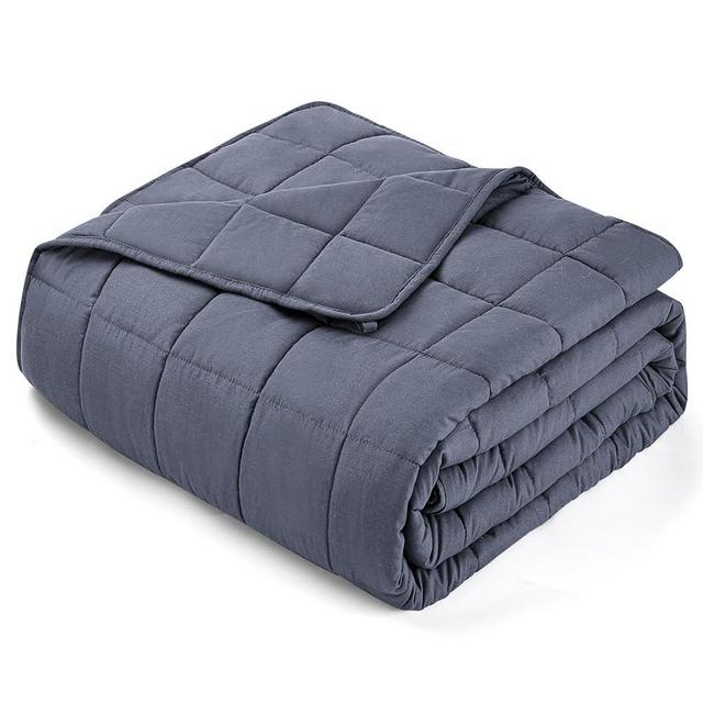 yescool Weighted Blanket for Adults (12 lbs, 48" x 72", Grey) Cooling Heavy Blanket for Sleeping Perfect for 110-130 lbs, Twin Size Breathable Blanket with Premium Glass Bead, Machine Washable