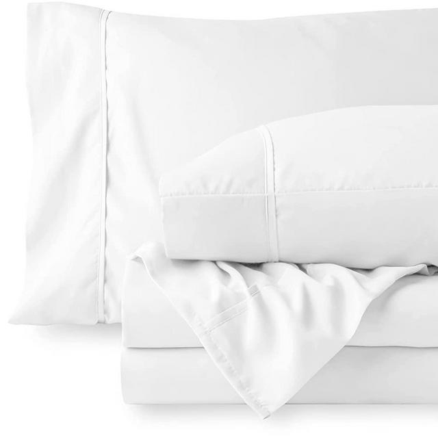 Bare Home California King Sheet Set - 1800 Ultra-Soft Microfiber Bed Sheets - Double Brushed Breathable Bedding - Hypoallergenic – Wrinkle Resistant - Deep Pocket (Cal King, White)