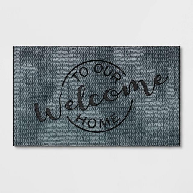 1'6"x2'6" Welcome to Our Home Rubber Doormat Gray - Threshold™