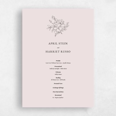 Light Mauve, Pink Wedding Program - Essenza