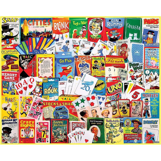 White Mountain Card Games Puzzle 1000 Piece Collage Jigsaw Puzzles for Adults