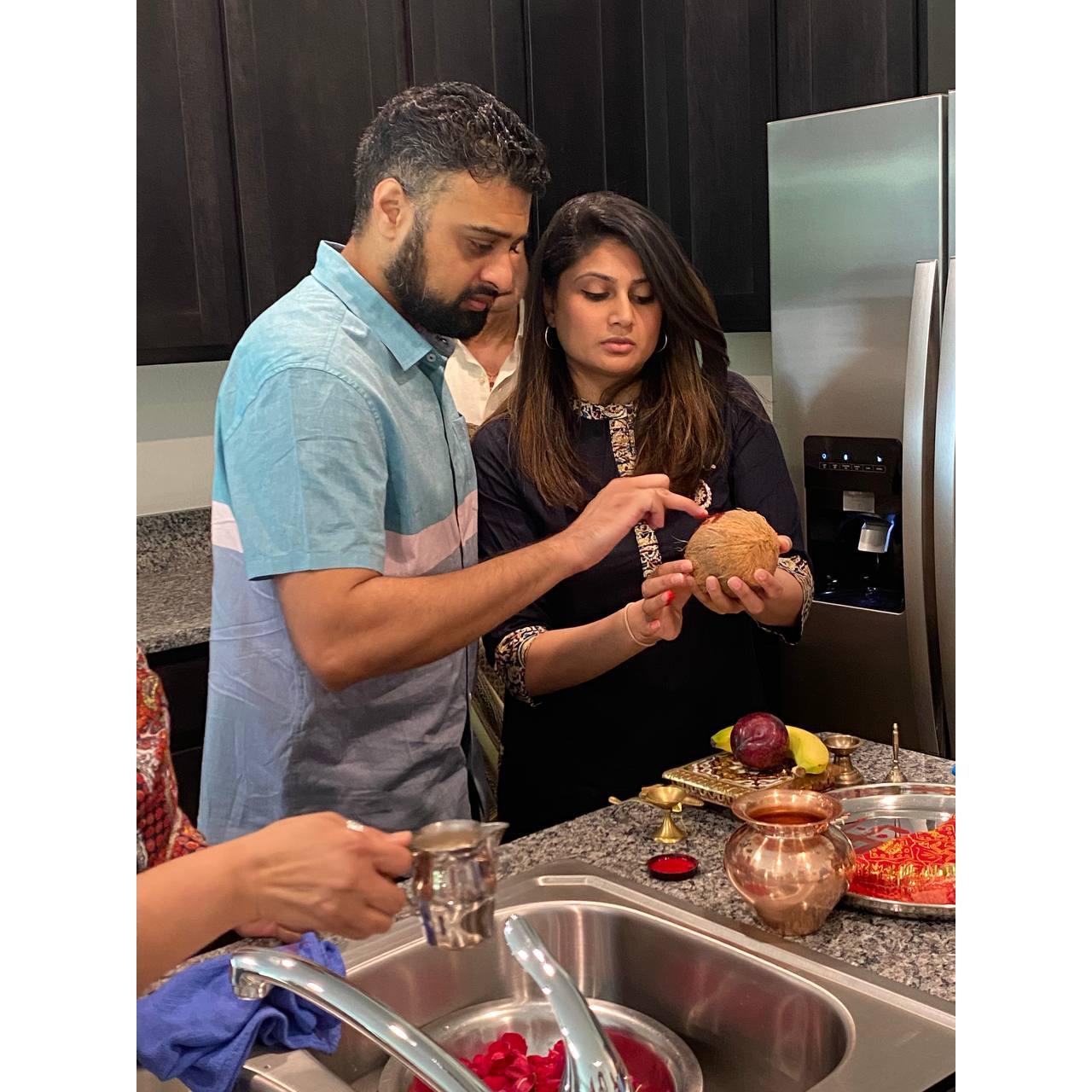 Coconut ceremony in our new home!