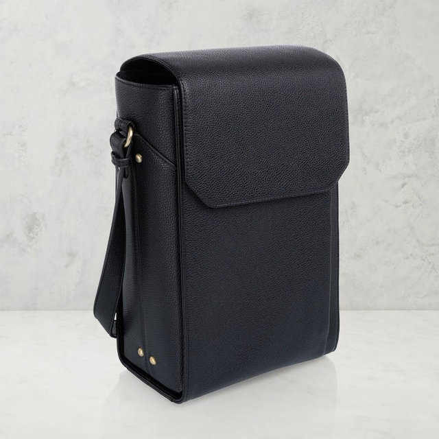 Barossa Two Bottle Leatherette Wine Tote, Black