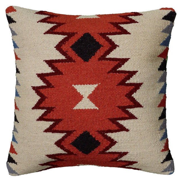 Orange/Ivory Southwestern Stripe Throw Pillow 18"x18" - Rizzy Home
