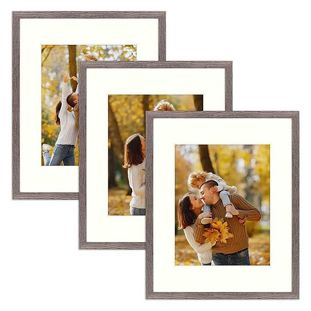 Frametory, 16x20 Wall Frame - 11x14 Photos with Ivory Mat or 16x20 Pictures Without Mat - Real Glass, Metal Back Tabs, Saw Tooth Hangers - Poster/Arts/Landscape Display - Set of 3, Brown