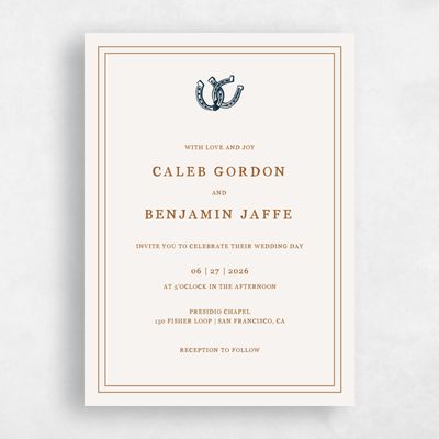 Beige Bordered Wedding Invitation - Marana Portrait