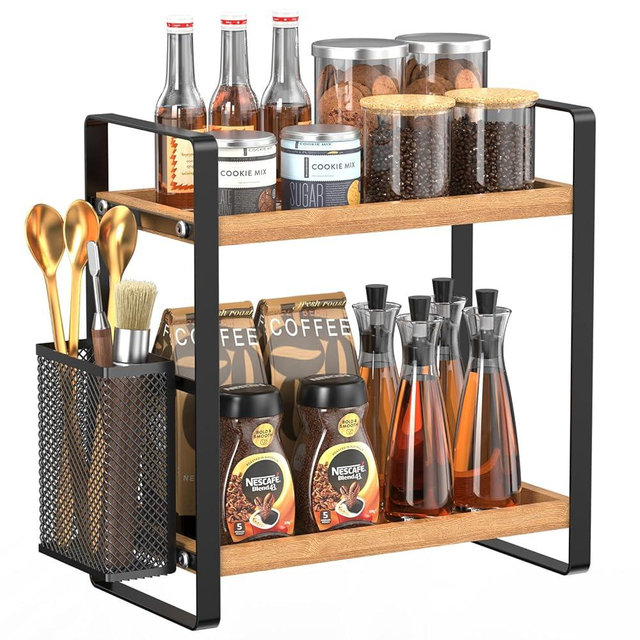 LEMIKKLE Coffee Bar Accessories and Coffee Mug Cup Holder, kitchen organizers and storage,Spice Rack Organizer for Countertop,Kitchen(basket)