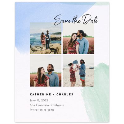 Blue Simple Wedding Digital Save the Date - Riverside Photo