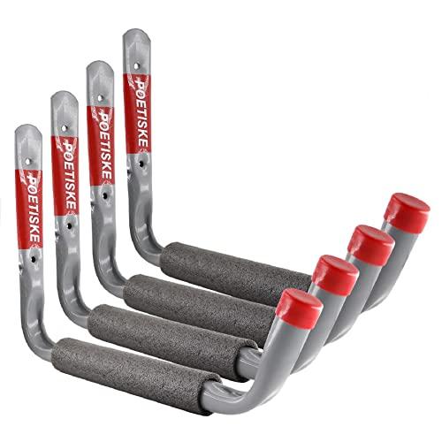 POETISKE Kayak Storage Ladder Hooks Garage Storage Organizer Hang Folding Chair Bike Ski Tool Heavy Duty 4PC