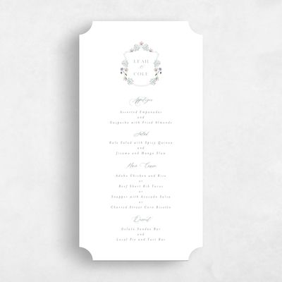 White Ticket Wedding Menu - Valentina