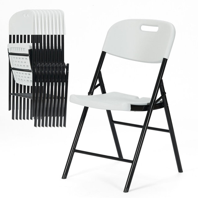 Real Relax Durable Sturdy Blow Moulding Folding Chair 650lb. Capacity for Event Office Wedding Party Picnic Kitchen Dining,White,Set of 10.