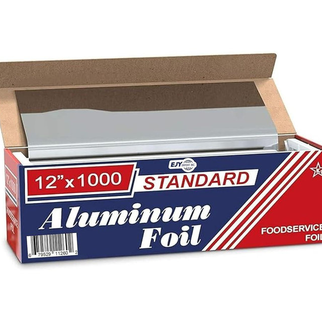 EJY IMPORT Standard Premium Aluminum Foil | 12”x1000 Feet Long | Industrial Size and Strength | Commercial Grade & Length Foil Wrap for Food Service Industry and Home Use| Strong Silver (1 Pack)