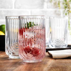 Glaver's Drinking Glasses Set of 4. 17oz Vintage High Ball Glasses