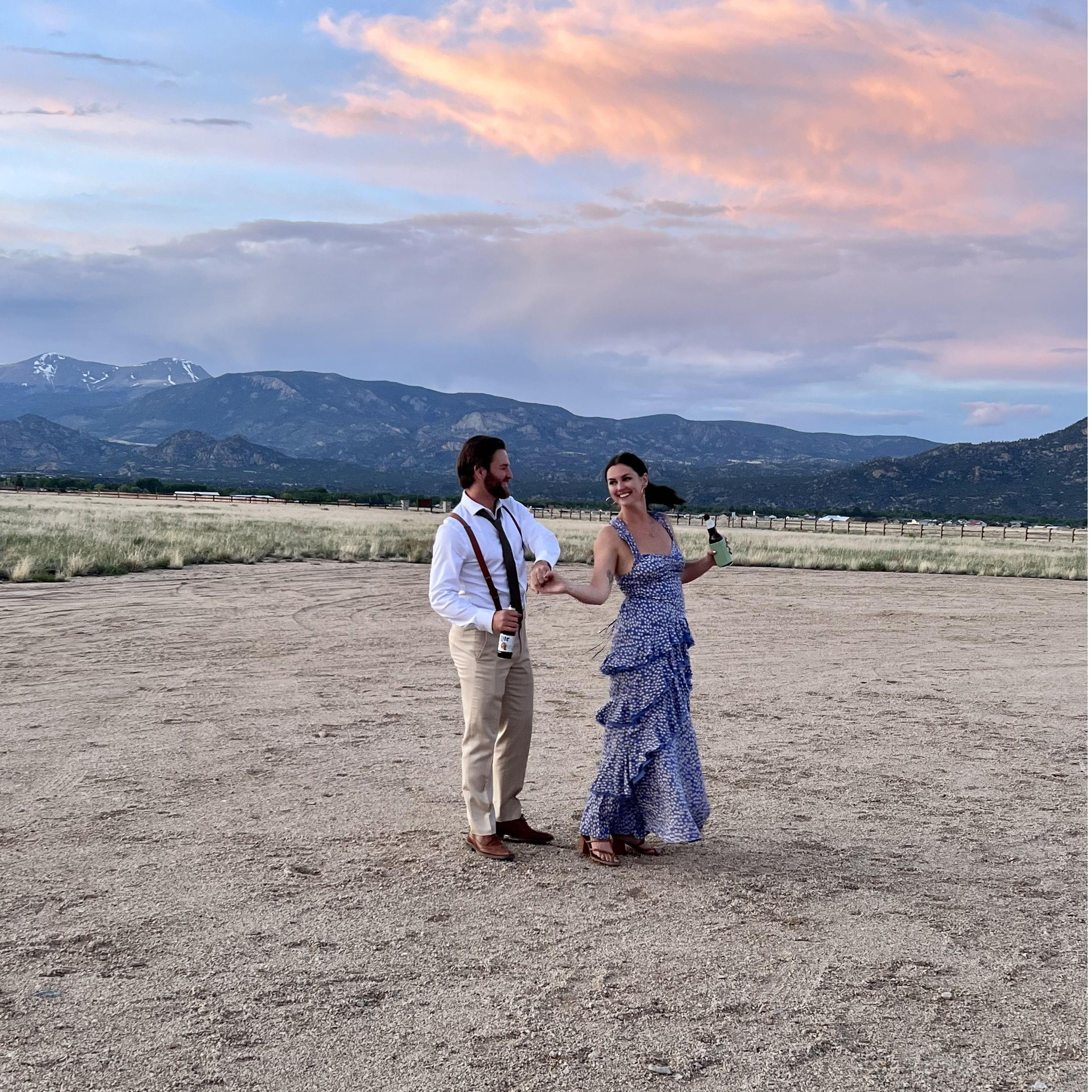 Summer of 2023, dancing the night away at Matt & Maddie's Colorado wedding.