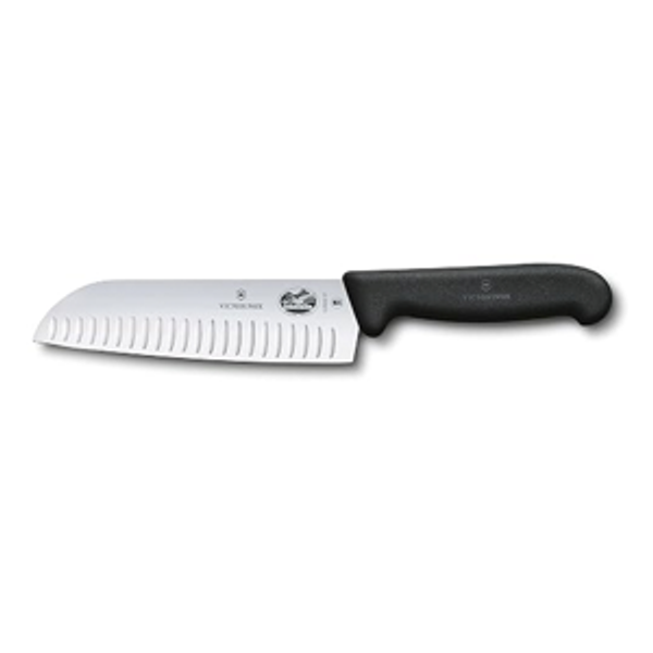 Victorinox Fibrox 7 In. Santoku Knife, Granton Blade, Black