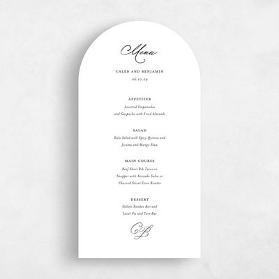 White Arch Wedding Menu - Imarige