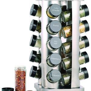 Orii GSR3421 Rivetto Rotating Spice Rack, Steel with Black caps