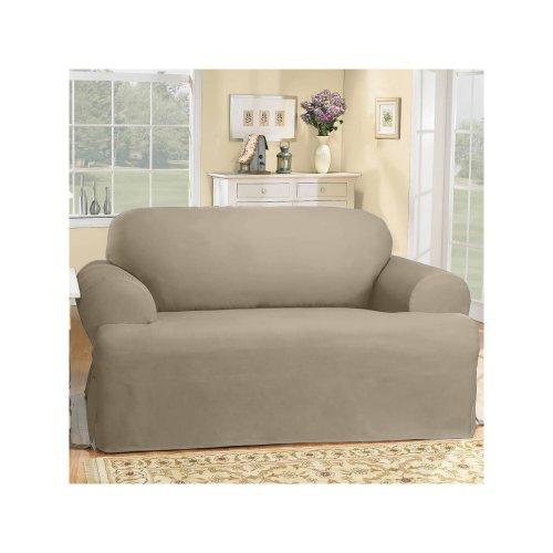 SureFit Duck Solid T-Cushion - Sofa Slipcover - Linen