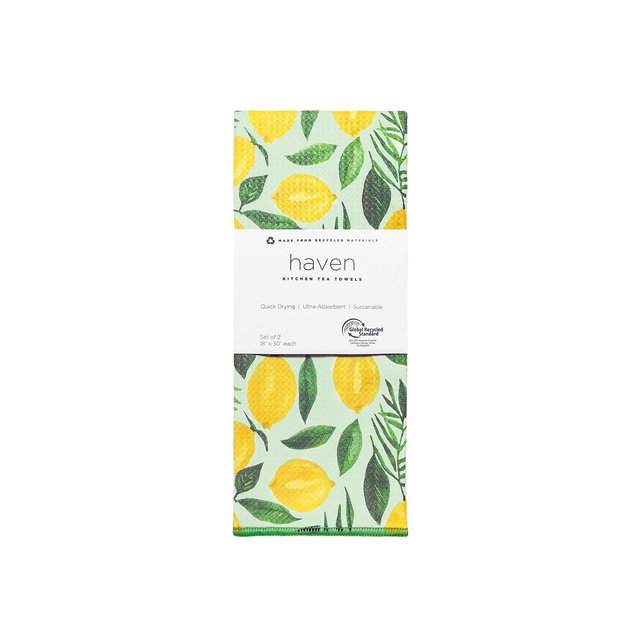 Set of 2 Printed GRS Microfiber Towels - 18 x 30" - Lemons