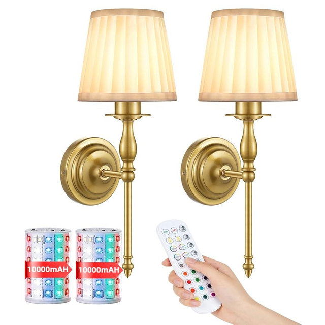 10000mAh Battery Operated Wall Sconce Set of 2,Rechargeable Wall Sconces set of Two,Vintage Gold Sconces Wall Decor,Wireless Wall Lamp,Cordless Wall Lights Living Room Bedroom (Not Peel and Stick on)