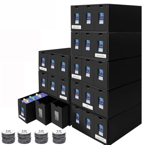 aopule 14400+ Card Storage Box, 2700+ Toploader Storage Box for Commander Display,with 72 Dividers, Labels & Tapes,Fit for TCG, PTCG, MTG