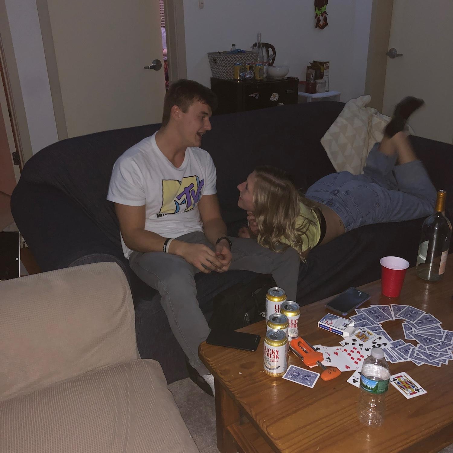 First night we met in February 2019 - and shocker, Kelsey's stomach was bothering her.. so that's why she is laying on her stomach LOL