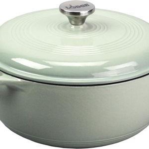 Lodge Essential Enamel Cast Iron Dutch Oven - Perfect for Bread Baking, Braising, Marinating & Slow Cooking - Features Moisture-Sealing Lid & Dual Handles - Kitchen Essentials - 6 Quarts - Desert Sage