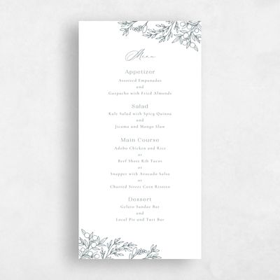 White Wedding Menu - Vinehall